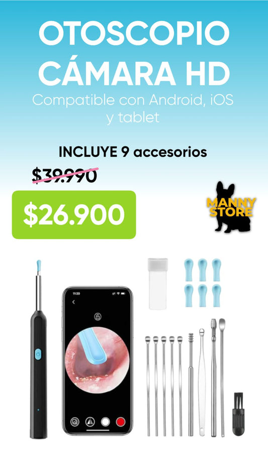 Otoscopio Limpiador Oidos Luz Camara Hd